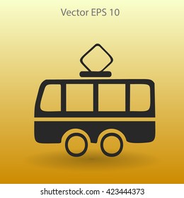 Flat tram icon. Vector