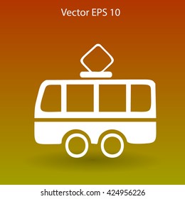 Flat tram icon. Vector