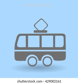 Flat tram icon. Vector