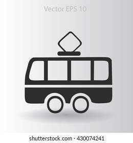 Flat tram icon. Vector