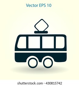 Flat tram icon. Vector