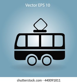 Flat tram icon. Vector