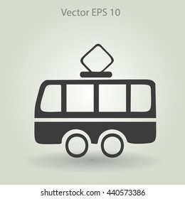 Flat tram icon. Vector