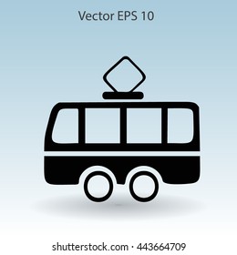 Flat tram icon. Vector