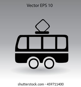 Flat tram icon. Vector