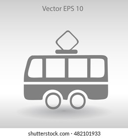Flat tram icon. Vector