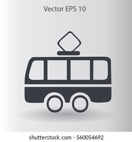 Flat tram icon. Vector