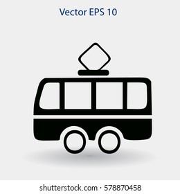 Flat tram icon. Vector