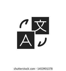 flat translate, bilingual, multilingual, glyph icon symbol sign, logo template, vector, eps 10