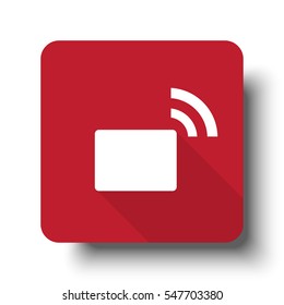 Flat Transmitter web icon on red button with drop shadow