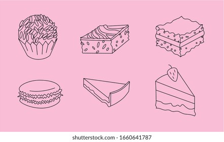 Flat transparent food icon. Cafe and restaurant food. Sugary sweet dessert and treat. Selebration and party snacks. Minimalistic line art.