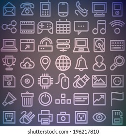 Flat transparent icons. Simple line icons pack for your design. Vector illustration eps 10.