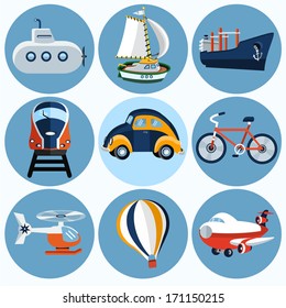 Flat transport icon - set