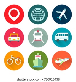 Flat Transport Icon Set for vector