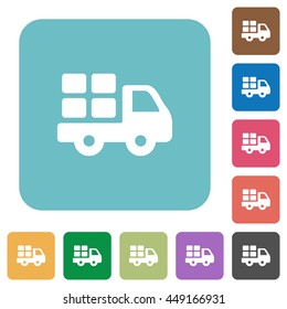 Flat transport icons on rounded square color backgrounds.