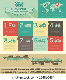 Flat Transportation Infographic Elements plus Icon Set. Vector.