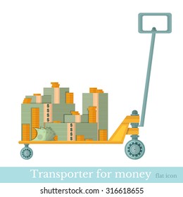 flat transporter for money on white