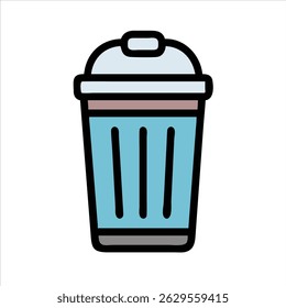 Flat trash bin object icon design concept isolated