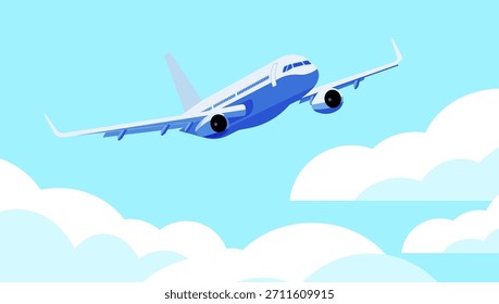 Flat Travel Background With Plane On The Sky. EPS10 Vector