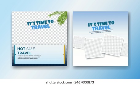 Flat travel background for social media