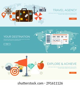 Flat travel background. Summer holidays. Vacation. Sea. Tickets booking.