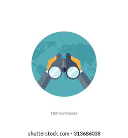 Flat travel background. Summer holidays, vacation. Plane, boat, car traveling. Tourism, trip and journey.
