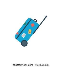 flat travel bag on wheels icon on white background
