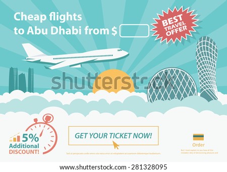 Flat travel banner - Abu Dhabi - vector illustration
