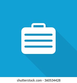 Flat Travel Case icon with long shadow on blue backround