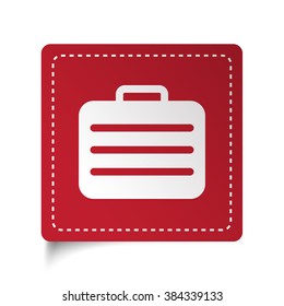 Flat Travel Case icon on red sticker