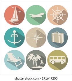 Flat travel icons