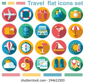 Conjunto de iconos de viaje planos