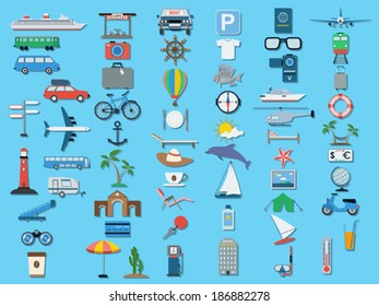 Flat travel icons vector set