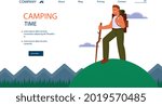Flat travel landing page template, Camping landing page concept
