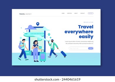 Flat travel landing page template vector design in eps 10