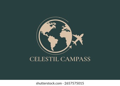  Flat travel logo with map.
