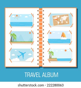 Flat Travel Photo Album Illustration Design Concept Background. Eps10 Vector