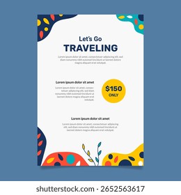 Flat travel poster, cover, banner, flyer