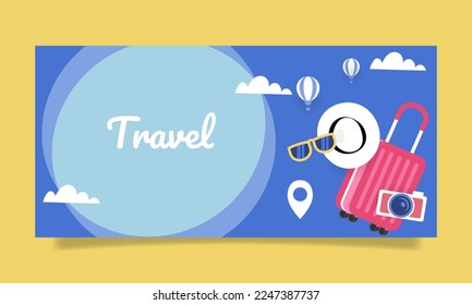 Flat travel time horizontal sale banner template. - Vector.