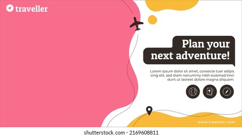 Flat travel tourism adventure facebook banner add template Vector