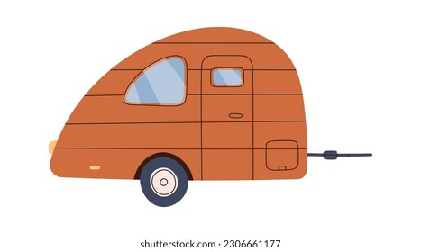 Flat Travel Trailer Vector Illustration