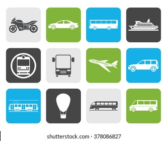 Flat Travel and transportation of people icons - vector icon set