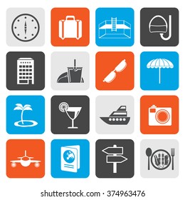 Flat travel, trip and tourism icons - vector icon set