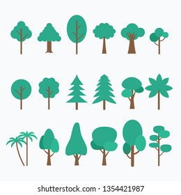 Flat tree collection. tree icon pack. Simple tree collection.