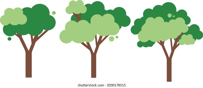 FLAT TREE COLLECTION. Set of isolated icons trees. Vector illustration.