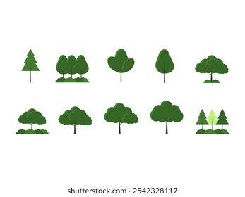 Flat Tree Design Element Set 