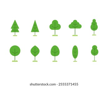 Flat Tree Design Element Set