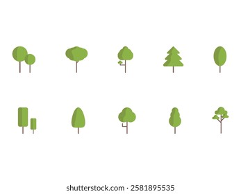 Flat Tree Design Element Set