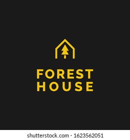 flat tree and house logo vector