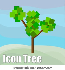 Flat tree icon. Collection of design elements for games, cartoons, illustrations and so on